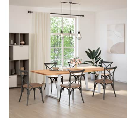 vidaXL Esstisch mit Baumkanten 240x100x74 cm Massivholz Eiche