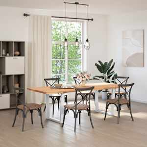 vidaXL Esstisch mit Baumkanten 240x100x74 cm Massivholz Eiche