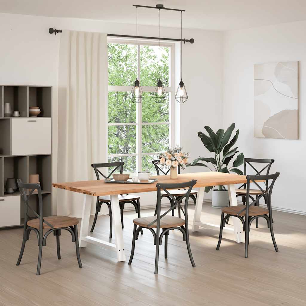 vidaXL Eettafel rechthoekig 240x100x74 cm massief eikenhout lichtbruin afbeelding
