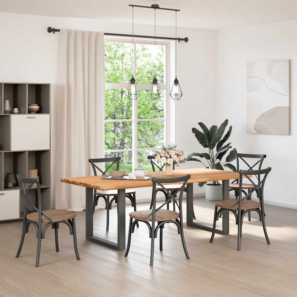 vidaXL Eettafel met natuurlijke rand 220x100x74 cm massief eikenhout afbeelding