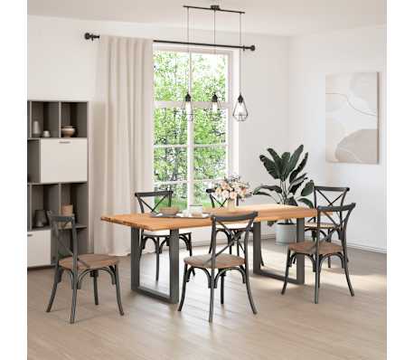 vidaXL Eettafel met natuurlijke rand 220x100x74 cm massief eikenhout