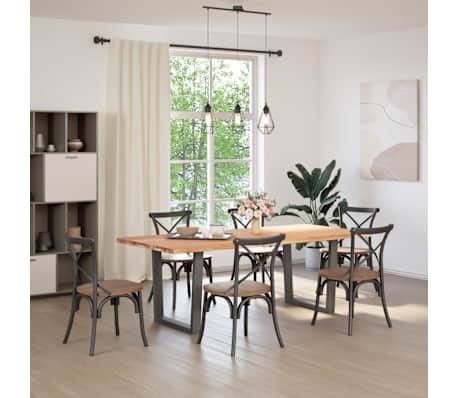 vidaXL Dining Table Light brown, anthracite