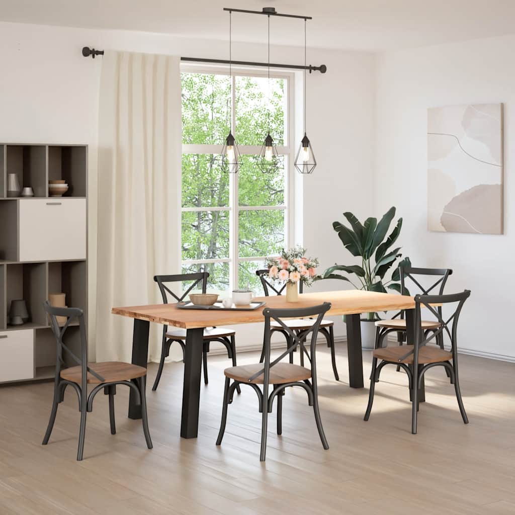 vidaXL Eettafel met natuurlijke rand 220x100x74 cm massief eikenhout afbeelding