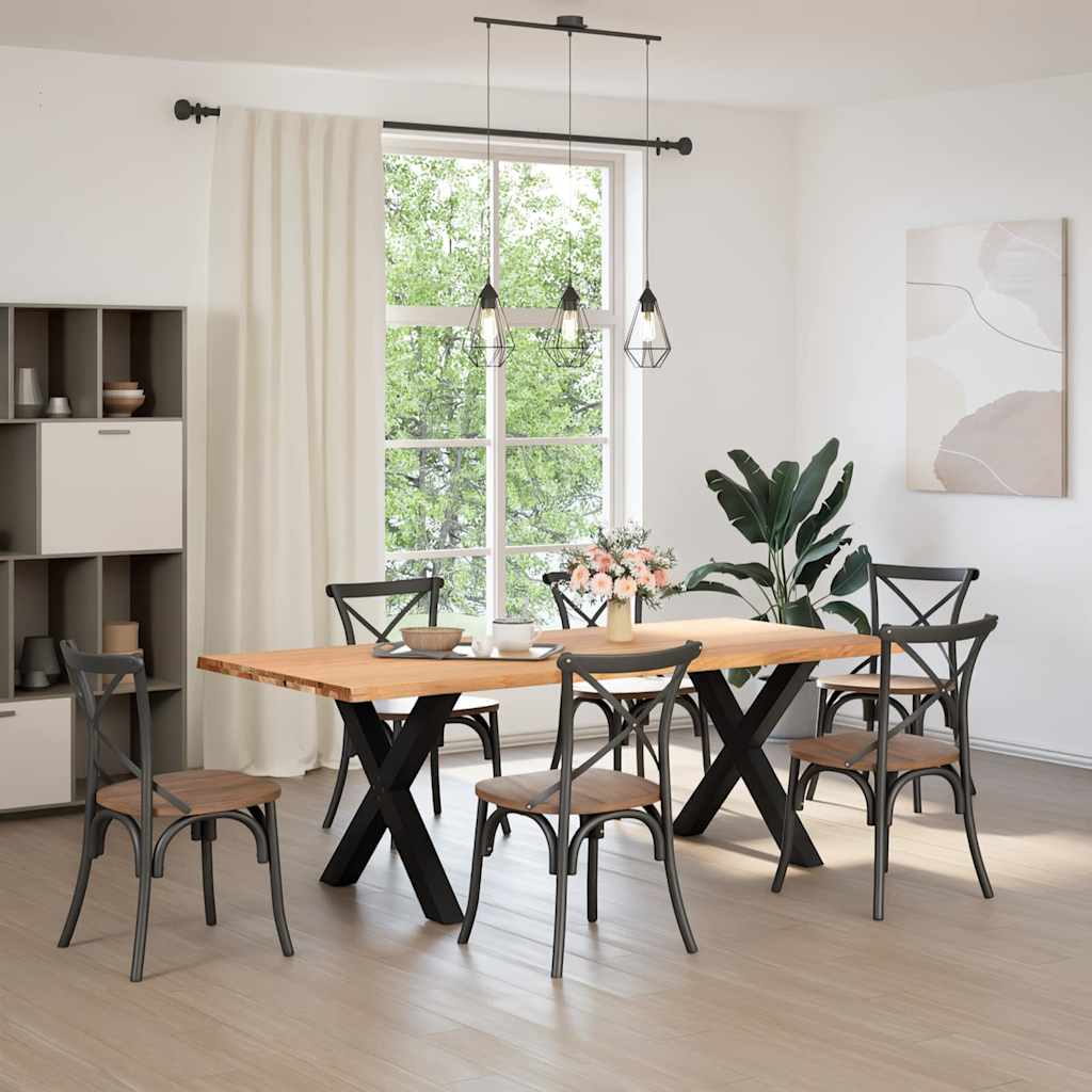 vidaXL Eettafel met natuurlijke rand 220x100x74 cm massief eikenhout afbeelding