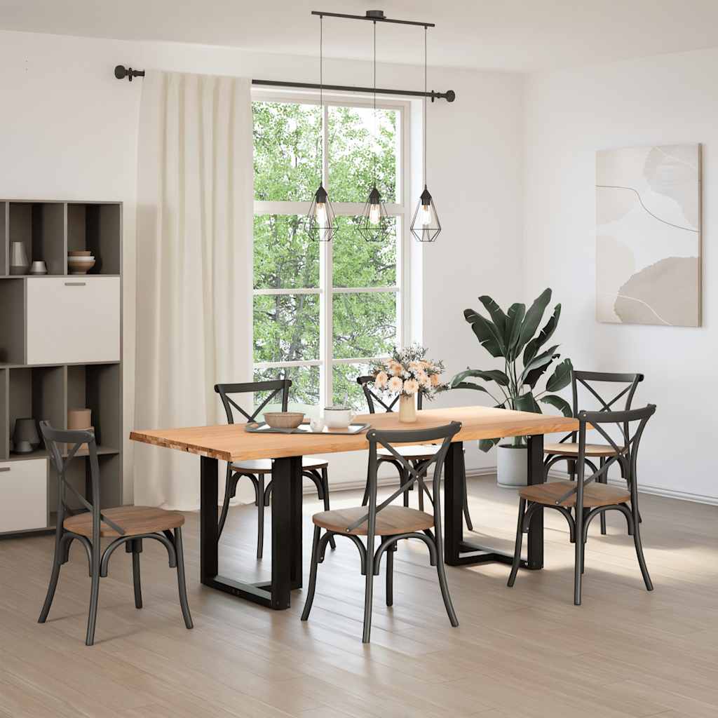 vidaXL Eettafel met natuurlijke rand 220x100x74 cm massief eikenhout afbeelding