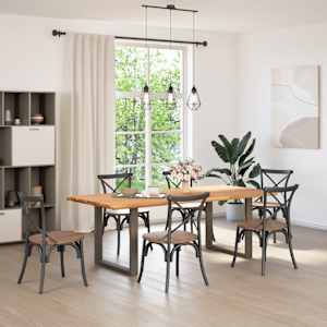 vidaXL Esstisch mit Baumkanten 220x100x74 cm Massivholz Eiche Rechteck