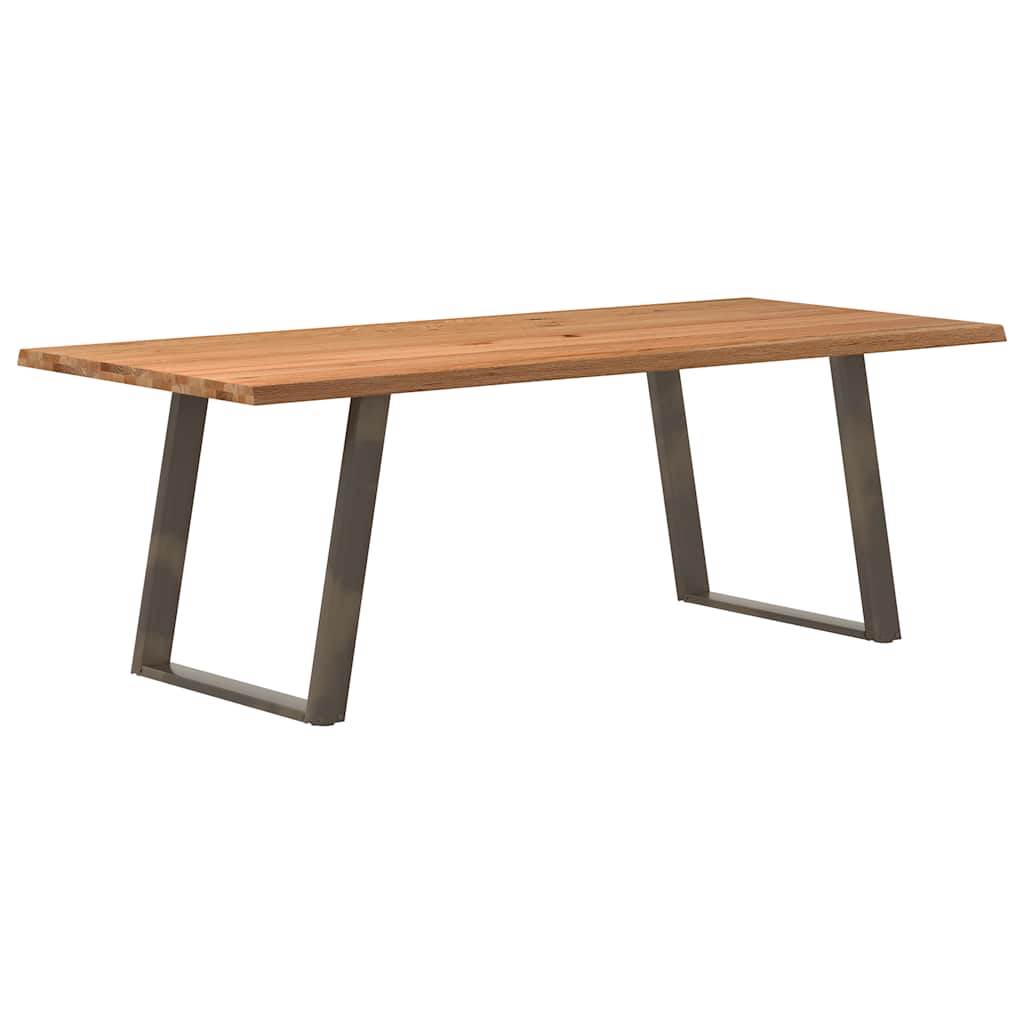 vidaXL Eettafel met natuurlijke rand 220x100x74 cm massief eikenhout