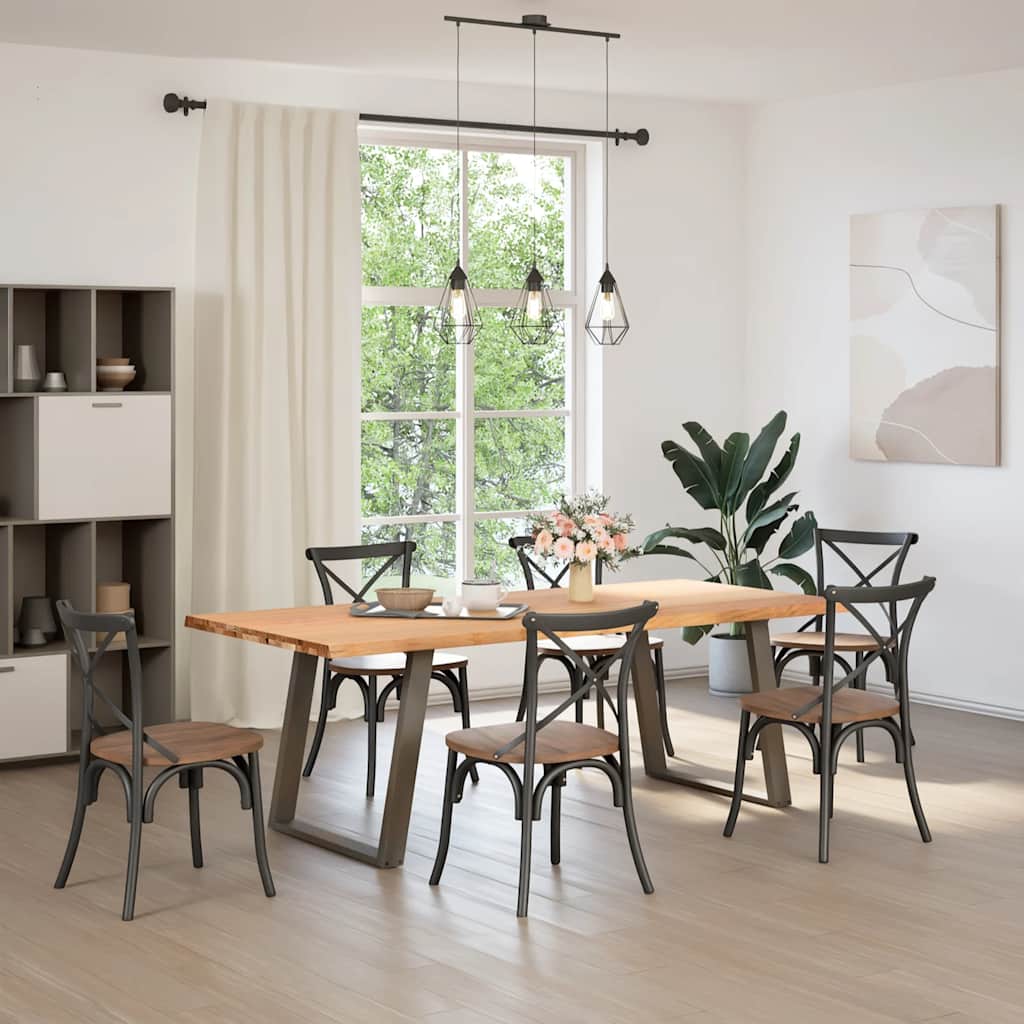 vidaXL Eettafel met natuurlijke rand 220x100x74 cm massief eikenhout afbeelding