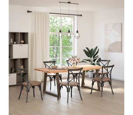 vidaXL Esstisch mit Baumkanten 220x100x74 cm Massivholz Eiche