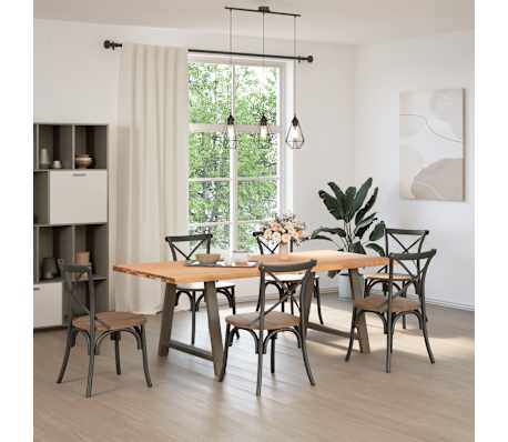 vidaXL Esstisch mit Baumkanten 220x100x74 cm Massivholz Eiche Rechteck