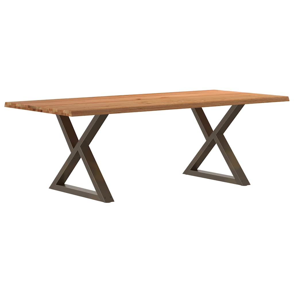 vidaXL Eettafel met natuurlijke rand 220x100x74cm eikenhout lichtbruin