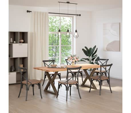 vidaXL Esstisch mit Baumkanten Hellbraun 220x100x74cm Massivholz Eiche