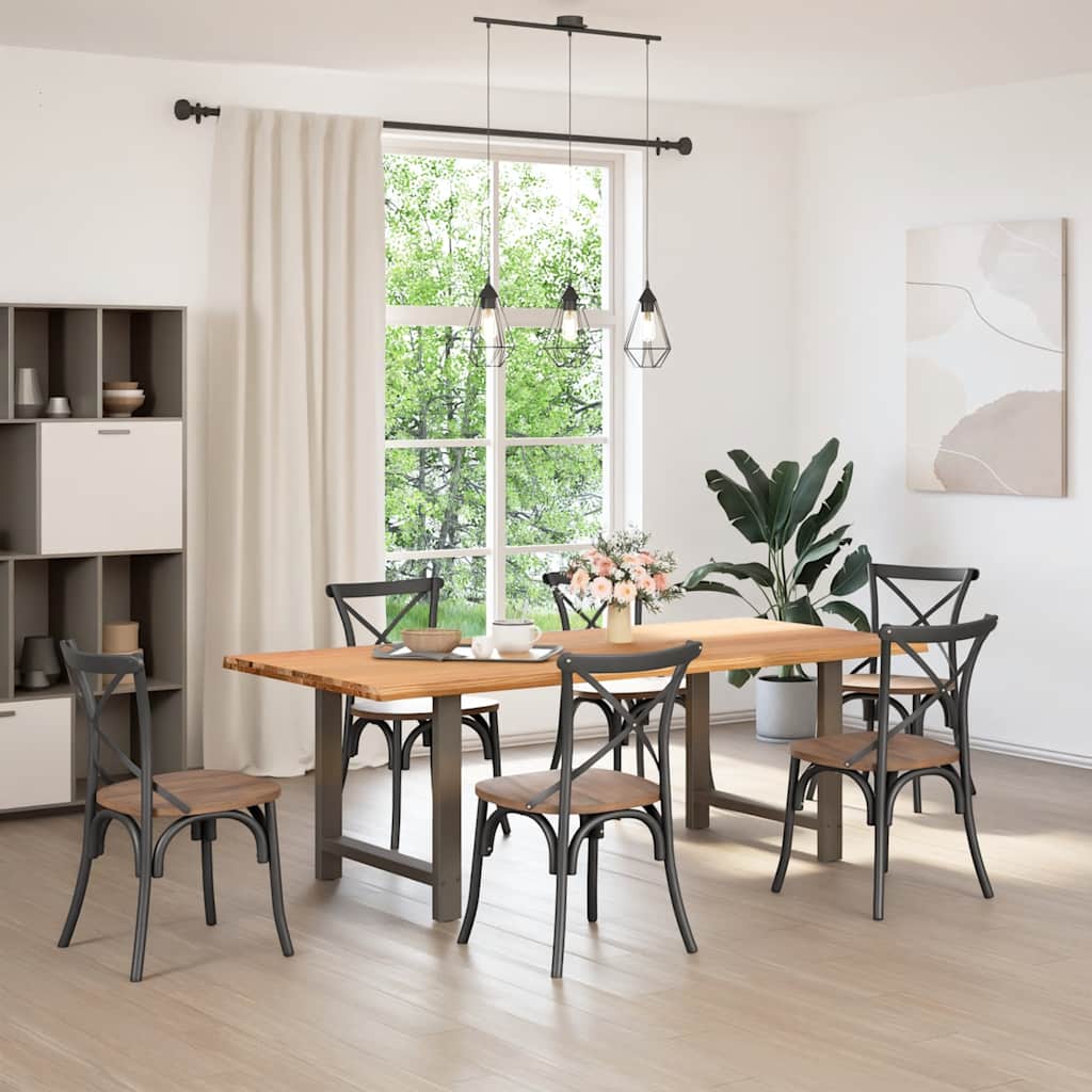 vidaXL Eettafel met natuurlijke rand 220x100x74 cm massief eikenhout afbeelding