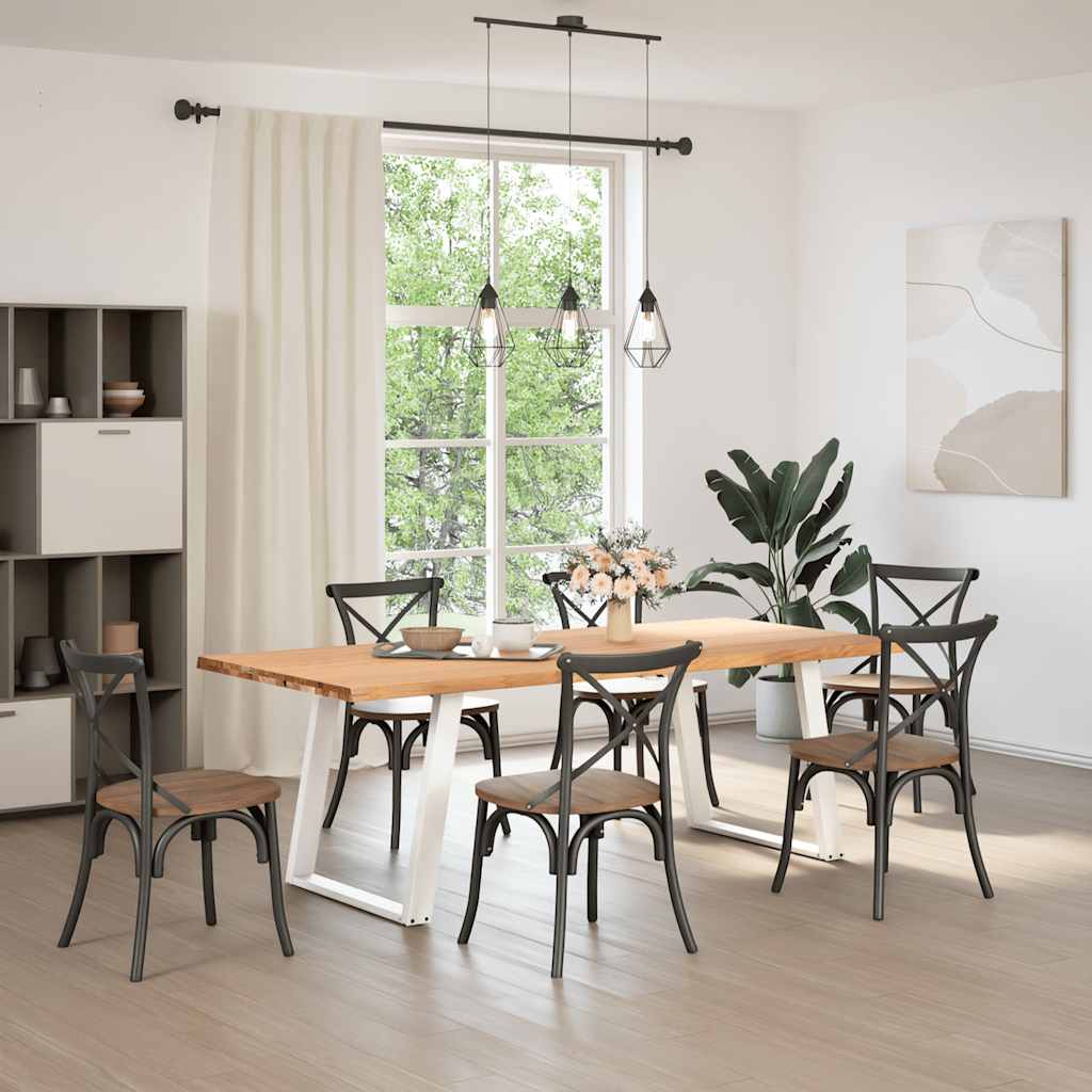 vidaXL Eettafel met natuurlijke rand 220x100x74 cm massief eikenhout afbeelding