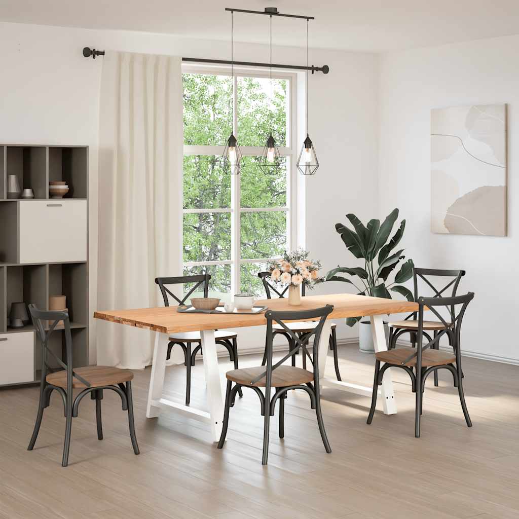 vidaXL Eettafel met natuurlijke rand 220x100x74 cm massief eikenhout afbeelding