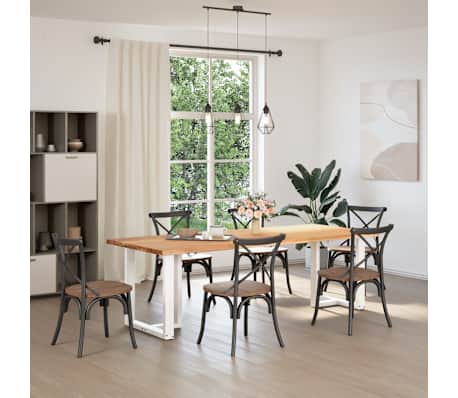 vidaXL Eettafel met natuurlijke rand 240x100x74 cm massief eikenhout