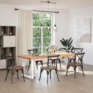 vidaXL Eettafel met natuurlijke rand 240x100x74 cm massief eikenhout