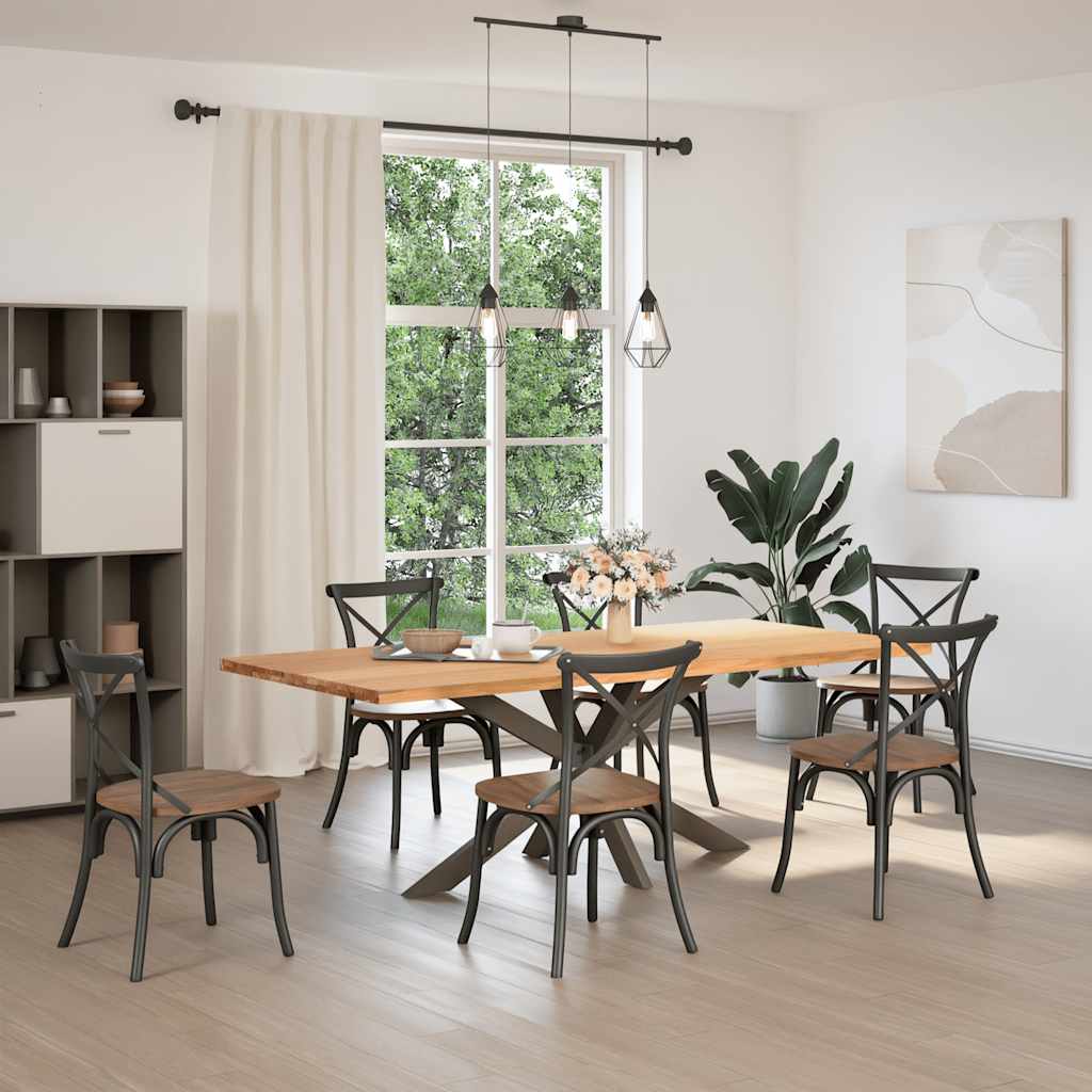 vidaXL Eettafel rechthoekig 220x100x74 cm massief eikenhout lichtbruin afbeelding