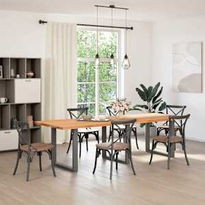 vidaXL Table &agrave; manger marron clair bois de ch&ecirc;ne massif rectangulaire