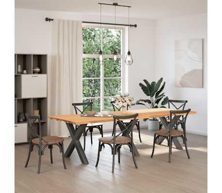 vidaXL Eettafel rechthoekig 280x100x74 cm massief eikenhout lichtbruin