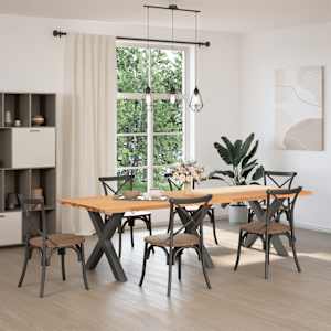 vidaXL Eettafel rechthoekig 280x100x74 cm massief eikenhout lichtbruin