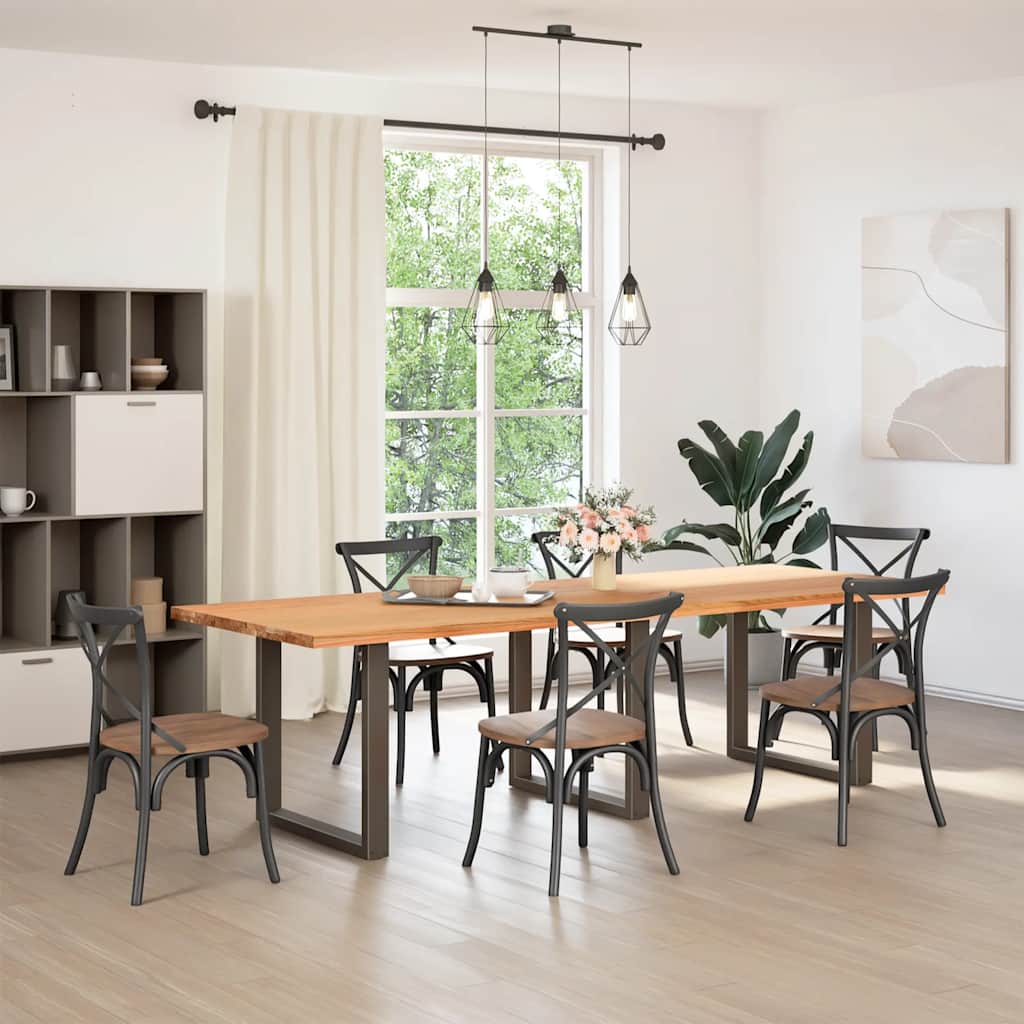 vidaXL Eettafel rechthoekig 280x100x74 cm massief eikenhout lichtbruin afbeelding