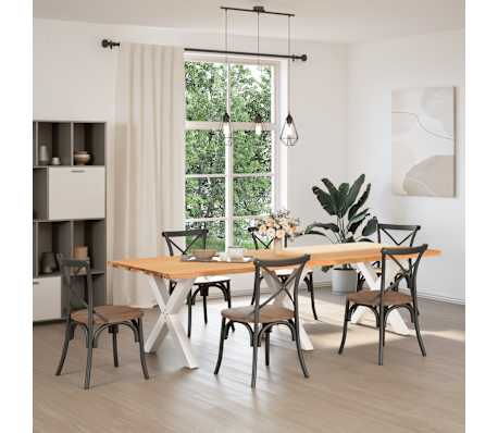 vidaXL Table &agrave; manger marron clair bois de ch&ecirc;ne massif rectangulaire