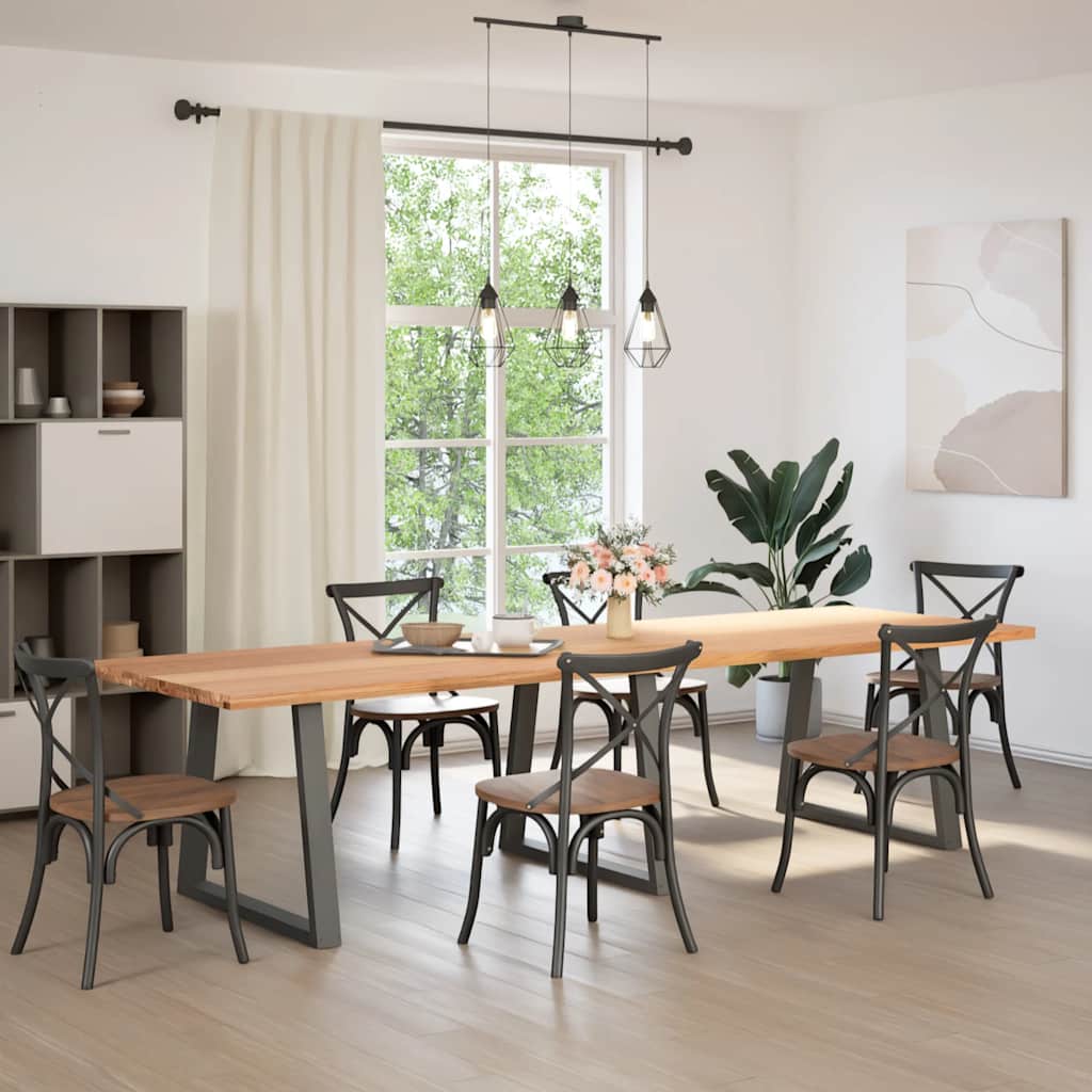 vidaXL Eettafel rechthoekig 320x100x74 cm massief eikenhout lichtbruin