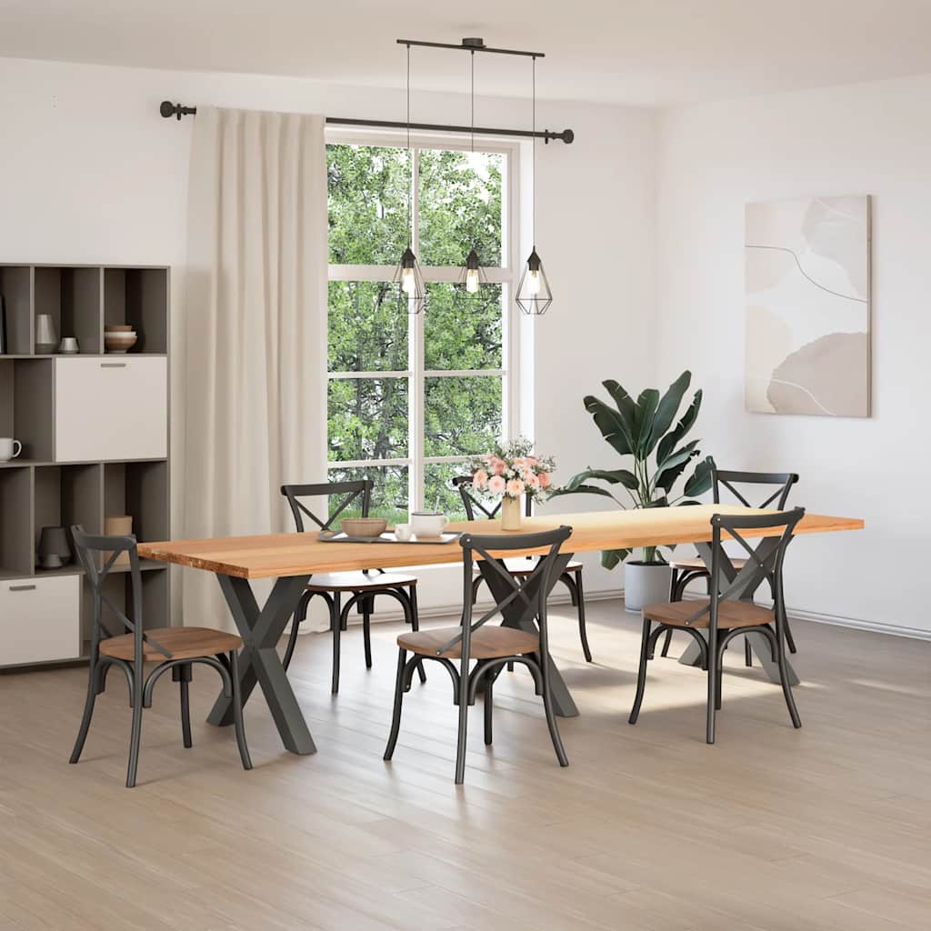 vidaXL Eettafel rechthoekig 320x100x74 cm massief eikenhout lichtbruin afbeelding