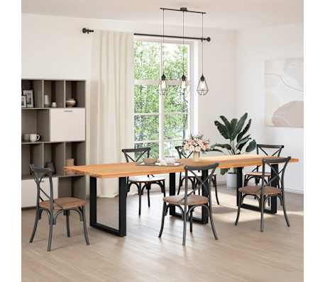 vidaXL Table &agrave; manger marron clair bois de ch&ecirc;ne massif rectangulaire