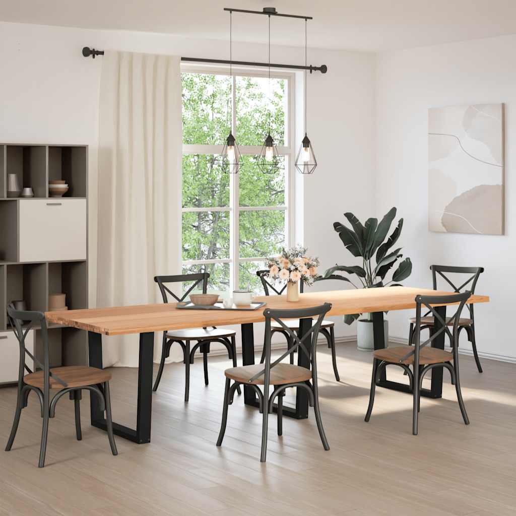 vidaXL Eettafel met natuurlijke rand 320x100x74 cm massief eikenhout afbeelding