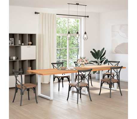 vidaXL Eettafel rechthoekig 320x100x74 cm massief eikenhout lichtbruin