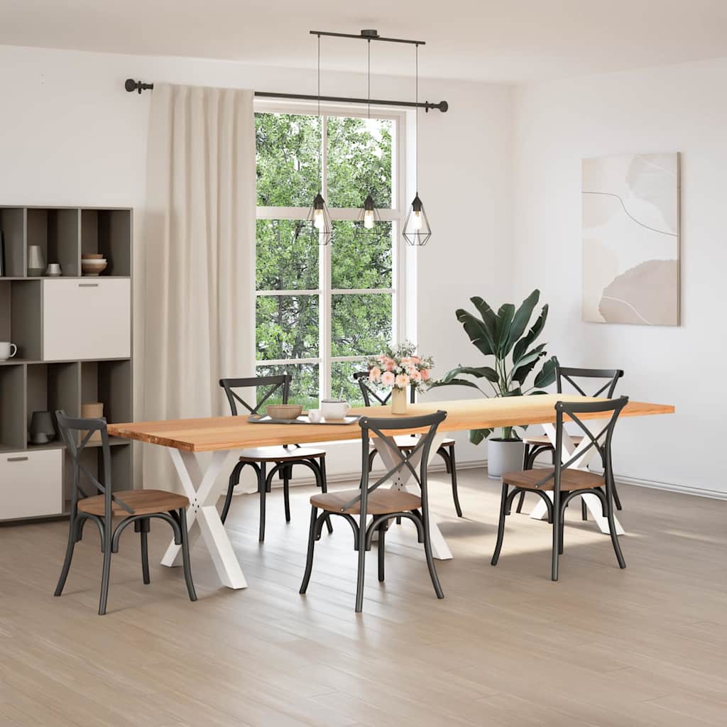 vidaXL Eettafel rechthoekig 320x100x74 cm massief eikenhout lichtbruin afbeelding