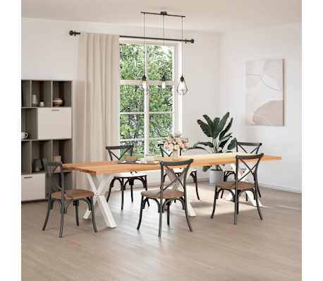 vidaXL Table &agrave; manger marron clair bois de ch&ecirc;ne massif rectangulaire