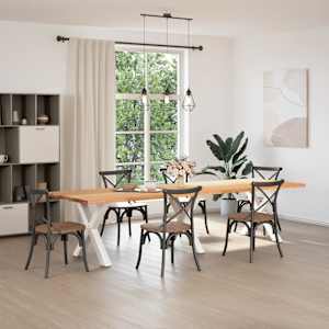 vidaXL Table &agrave; manger marron clair bois de ch&ecirc;ne massif rectangulaire