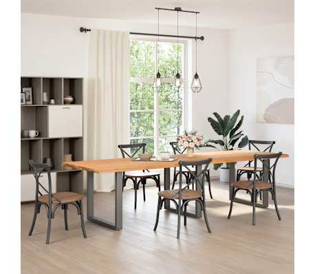 vidaXL Esstisch Hellbraun 320x100x74 cm Massivholz Eiche Rechteckig