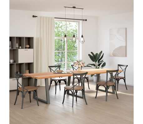 vidaXL Eettafel met natuurlijke rand 320x100x74 cm massief eikenhout