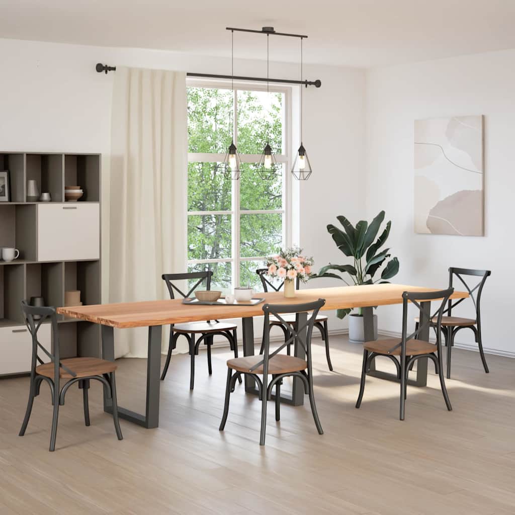vidaXL Eettafel met natuurlijke rand 320x100x74 cm massief eikenhout afbeelding