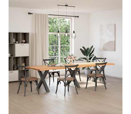 vidaXL Table &agrave; manger marron clair bois de ch&ecirc;ne massif rectangulaire