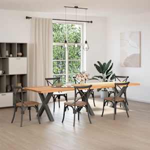 vidaXL Table &agrave; manger marron clair bois de ch&ecirc;ne massif rectangulaire