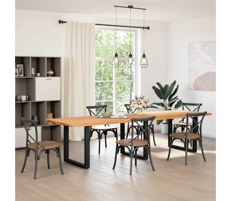 vidaXL Table &agrave; manger marron clair bois de ch&ecirc;ne massif rectangulaire