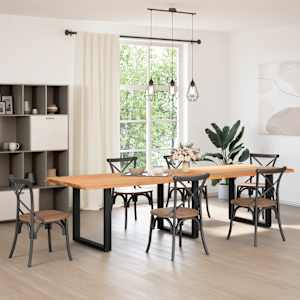 vidaXL Table &agrave; manger marron clair bois de ch&ecirc;ne massif rectangulaire