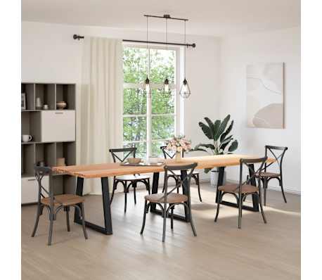 vidaXL Eettafel met natuurlijke rand 320x100x74 cm massief eikenhout