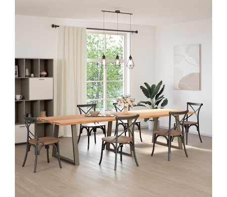 vidaXL Eettafel met natuurlijke rand 320x100x74 cm massief eikenhout