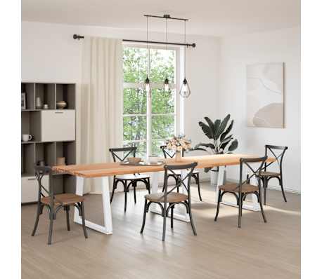 vidaXL Eettafel met natuurlijke rand 320x100x74 cm massief eikenhout