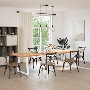 vidaXL Eettafel met natuurlijke rand 320x100x74 cm massief eikenhout