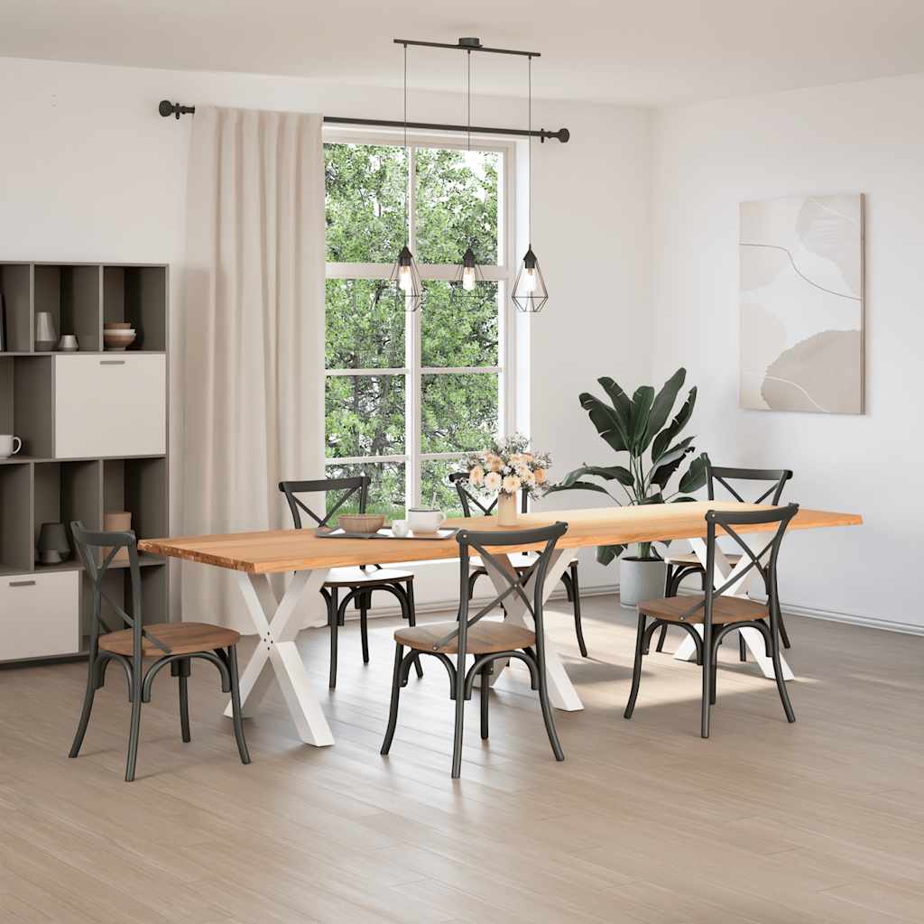 vidaXL Eettafel rechthoekig 320x100x74 cm massief eikenhout lichtbruin afbeelding