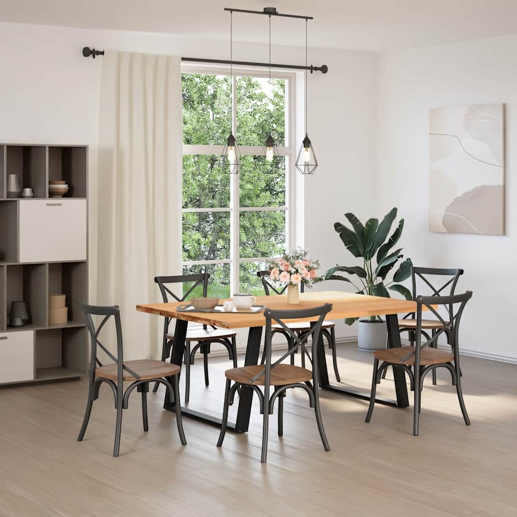 vidaXL Eettafel rechthoekig 180x120x74 cm massief eikenhout lichtbruin afbeelding