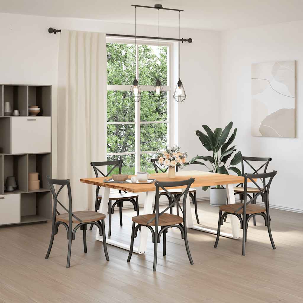 vidaXL Eettafel rechthoekig 180x120x74 cm massief eikenhout lichtbruin afbeelding