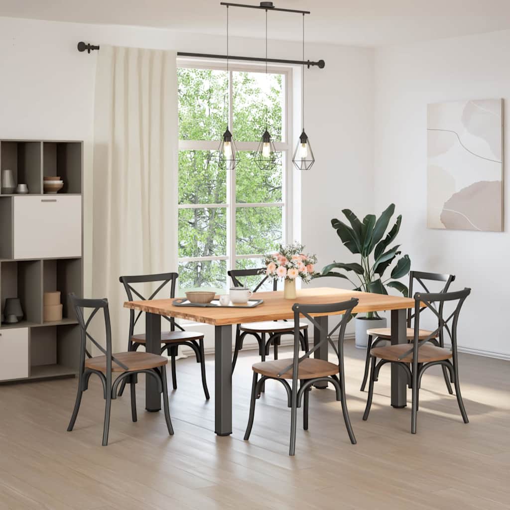 vidaXL Eettafel rechthoekig 180x120x74 cm massief eikenhout lichtbruin afbeelding